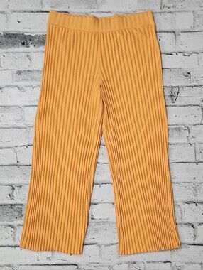 A New Day Orange Ribbed Flare Pants Women’s Large Pull On Stretch